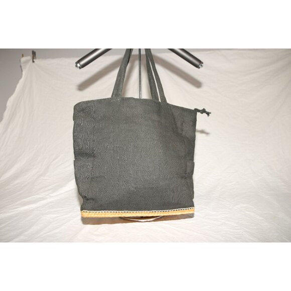 Vintage Earthly Treasures Black Cotton Tote Shoulder Bag Hemp Base - Picture 1 of 6